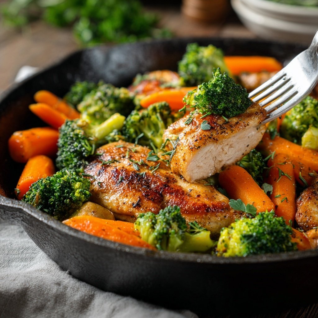 Kalorienarme Hähnchenpfanne Mit Brokkoli Und Karotten