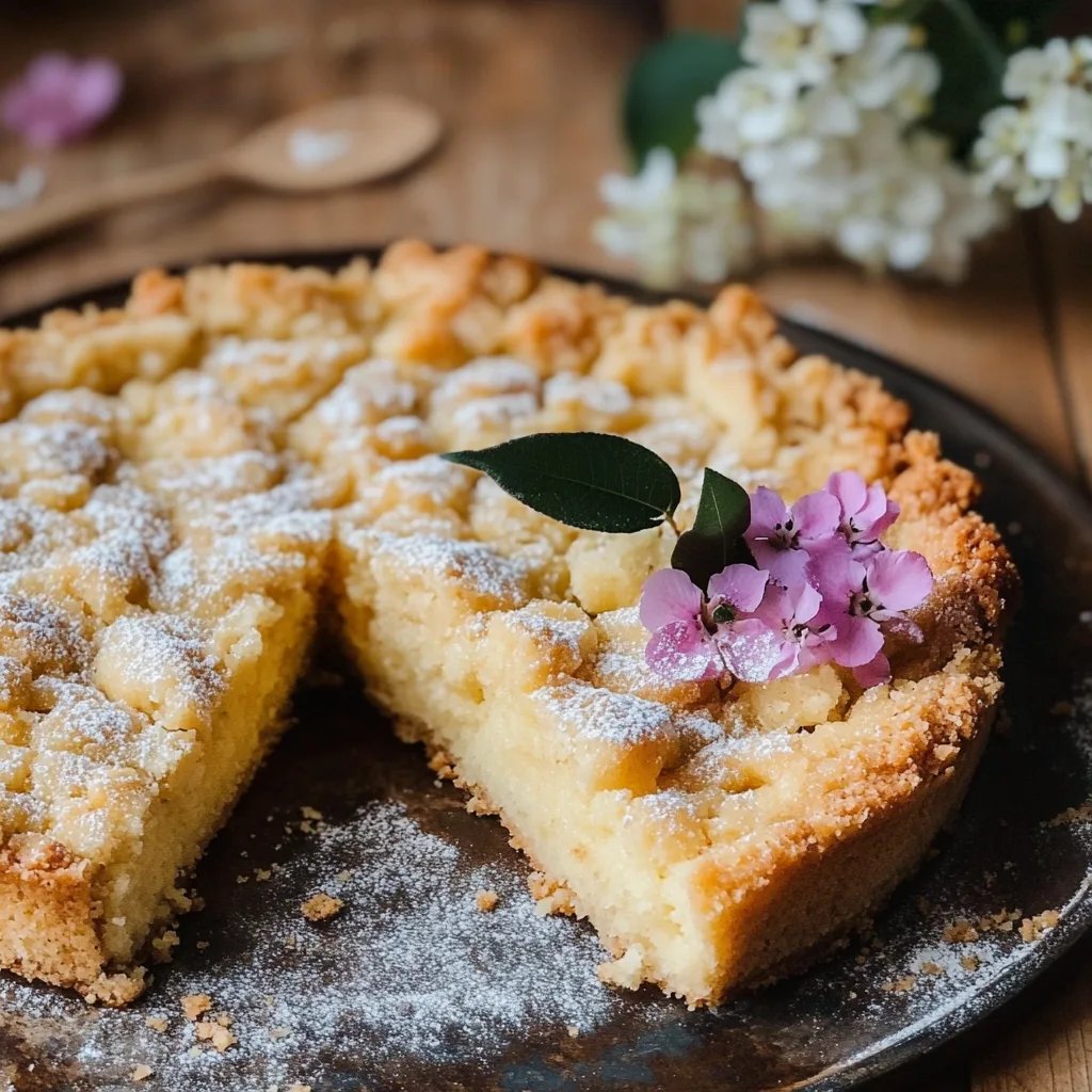 Saftiger schlesischer Streuselkuchen mit Sahneguss