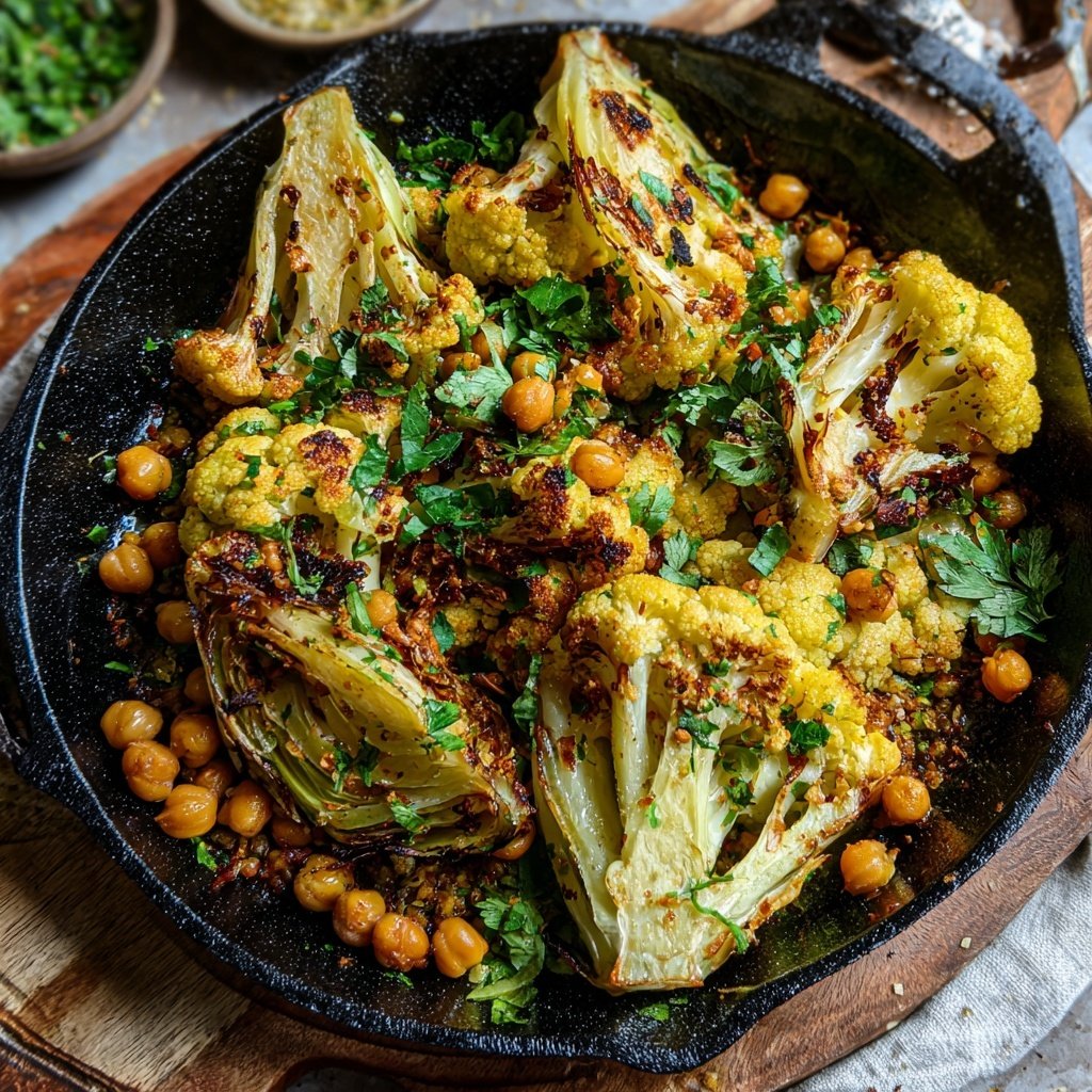 Blumenkohl Pfanne Mit Kichererbsen