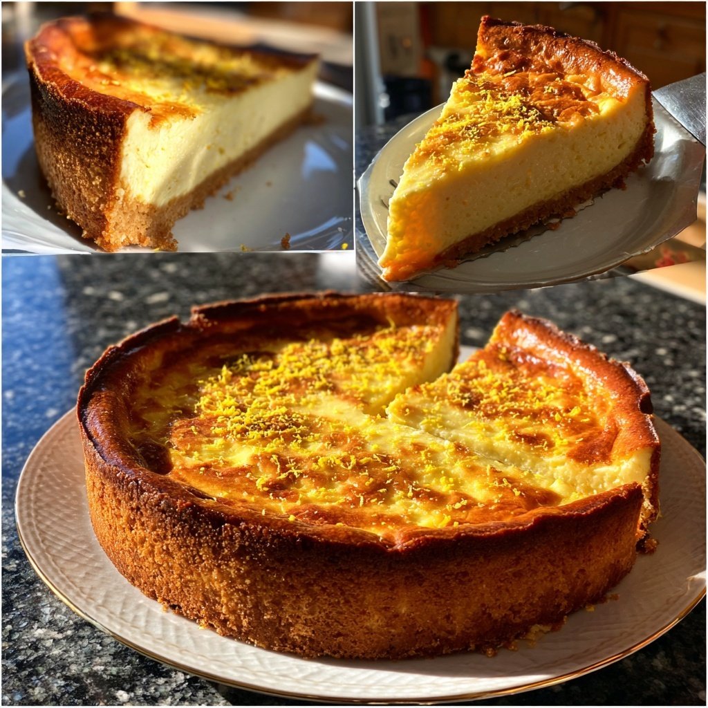 Käsekuchen mit Zitronenabrieb und Quark